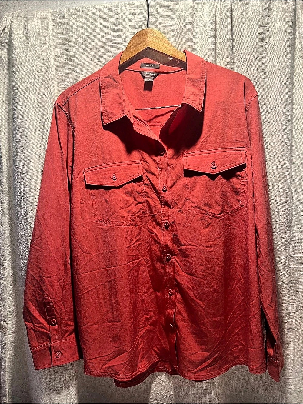Eddie Bauer Classic Fit Button-Down Shirt Women’s  Fit SALMON  COLOR PLUS SZ XXL